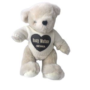 Action Sports Image Plush Nascar Rusty Wallace White Teddy Bear Stuffed Animal
